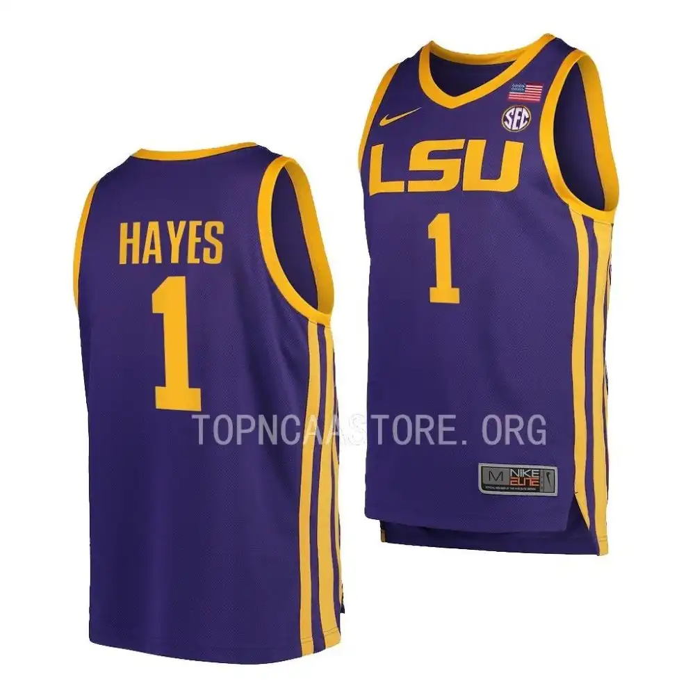 Men's LSU Tigers Cam Hayes #1 2022-23 Purple Replica NCAA Basketball Jersey